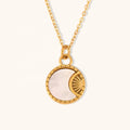 Ding Ran 2024 Fashion Jewelry Stainless Steel Shell Disc Pendant Necklace 18k Gold Plated Engraved Moon & Shine Necklaces