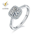 925 Sterling Silver White 1ct  Mossanite Ring Geometric Solitaire Diamond Engagement Rings for Sale