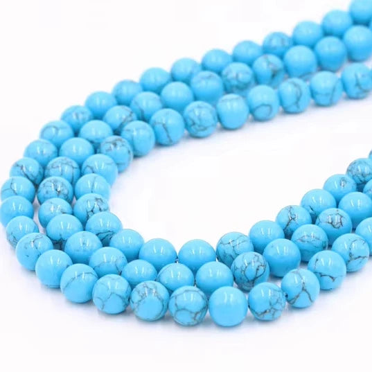 Wholesale Haosiqi Blue Turquoise Gemstone 4/6/8mm Blue Loose Gemstone Beads for Jewelry Making