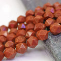 Wholesale Jewelry Making Crafts Faceted Gold Sand Stone Diamond Cutting Gemstone Beads 15.5"