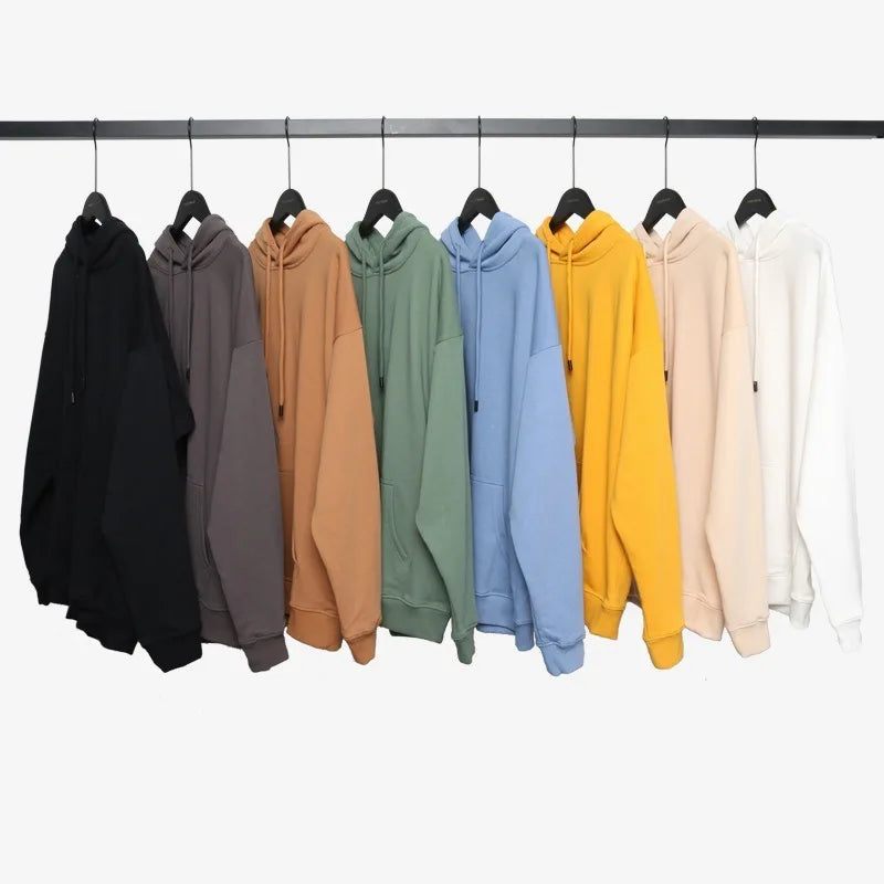 Street Wear High Quality Blank Fleece Cotton Unisex Hoodies With No Drawstring Thick Heavyweight Oversized Hoodie