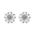 New Moissanite Cherry Blossom Earrings Korean Version Temperament Minimalist Exquisite 925 Sterling Silver Earrings Wholesale