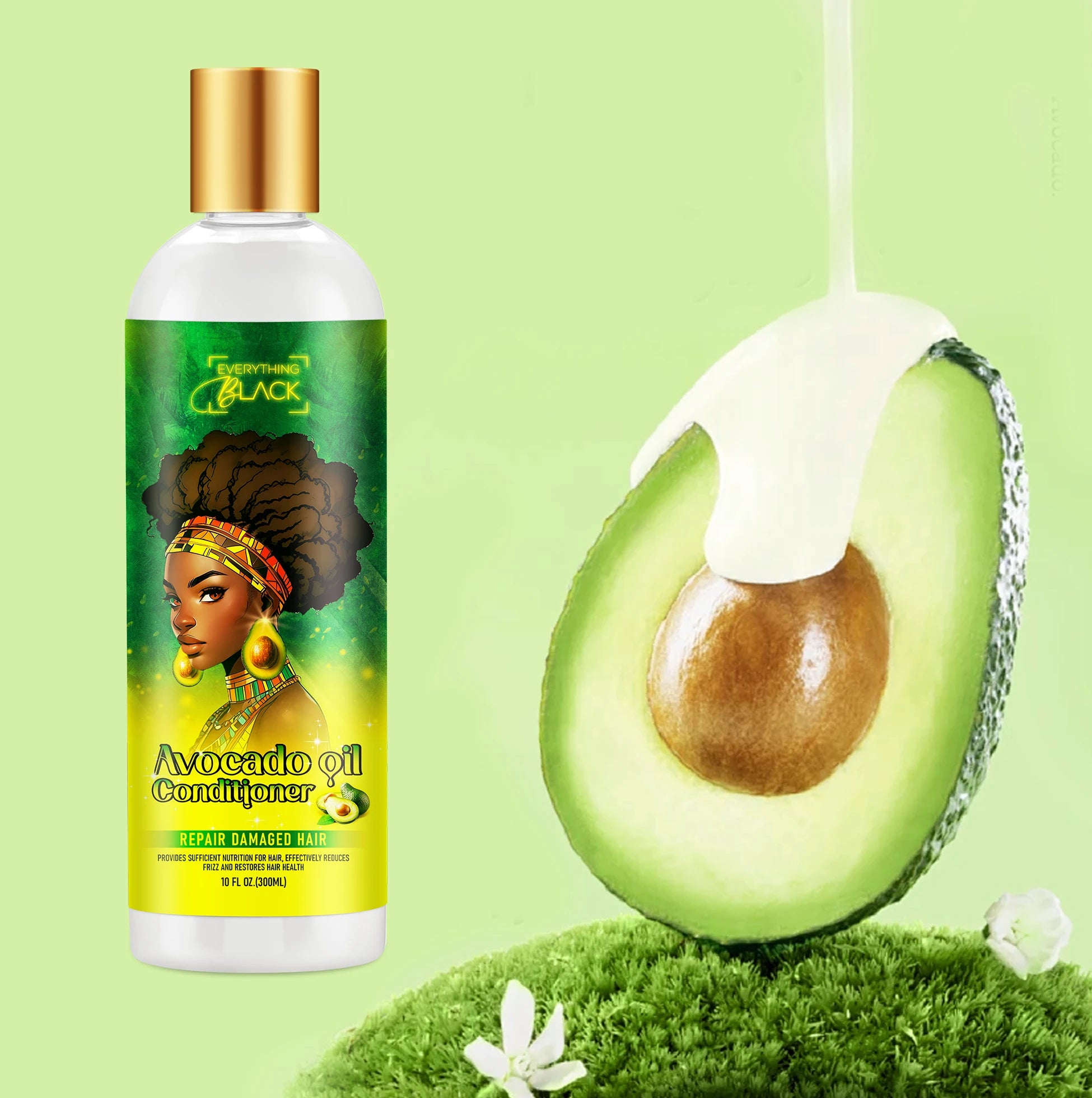 EVERYTHINGBLACK New Arrival Smooth Knot Detangling Avocado Oil Bio Plant Afro Hair Organic Conditioner Bulk Private Label