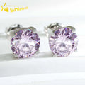 Iced Out Moissanite Stud Earrings Hip Hop 925 Silver Jewelry Purple Diamond Screw Back Earrings Engagement Jewelry