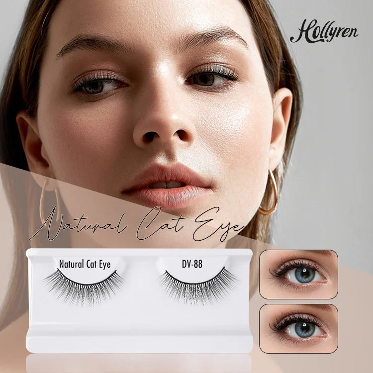 Hollyren Luxury Cateye Lashes Natural Faux Mink Lashes Wholesale Full Strip Eyelashes Custom Eyelash Tray