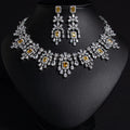 Luxury Women's Fashion Jewelry Set Zircon Tassel Design Rhodium and Rose Gold Plating Alloy Adjustable Size Religious Style