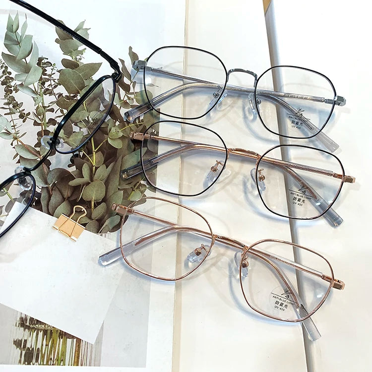 8726 New Arrival Retro Small Round Anti Blue Light Glasses Transparent Metal Frame for Women Men Computer Glasses Fast Shipping