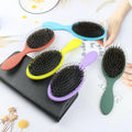 Wholesale Customized Logo Compact Hair Brush Paddle Cushion Nylon Boar Bristle Rubber Detangling Massage ABS