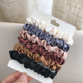 ShanHai 6Pcs Silk Scrunchies Set Hair Rope Ponytail Holder Hair Ring Solid  Elastic Hair Circle Rubber Band Accessories