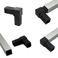 Plastic Square Tube Corner Connectors for 2Way Tee Plastic 90 Degree Connector for Plastic Square Rectangle Pipe Fittings