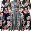 Plus Size Women's Boho Floral Print Maxi Dress Elegant Casual Party Dress with Long Sleeve Turtleneck Vintage Style Breathable