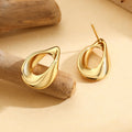 Luxury Hollow Stud Earrings 18K Gold Stainless Steel Waterproof Jewelry Earrings Cuff Women Hallow Hoop Earring