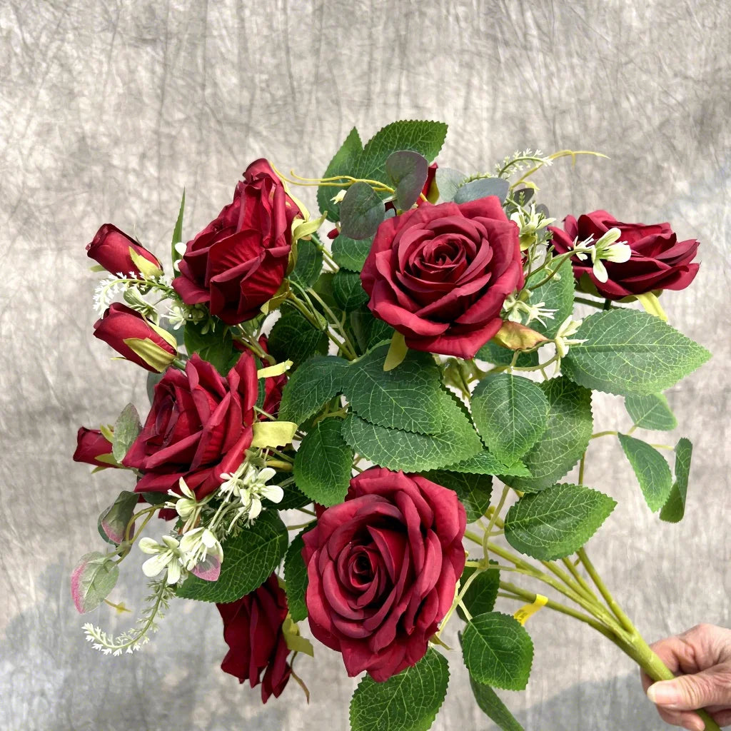 DKB Factory New Artificial Rose Flower Bunches Multi-Colors 15 Heads Artificial Flowers Diamond Rose bunch Preserved Roses