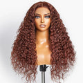 Reddish Brown 360 Frontal Wig Deep Curly Glueless Human Hair Wigs13x4 Transparent Full Lace Frontal Wig5x5 Lace Closure Wig