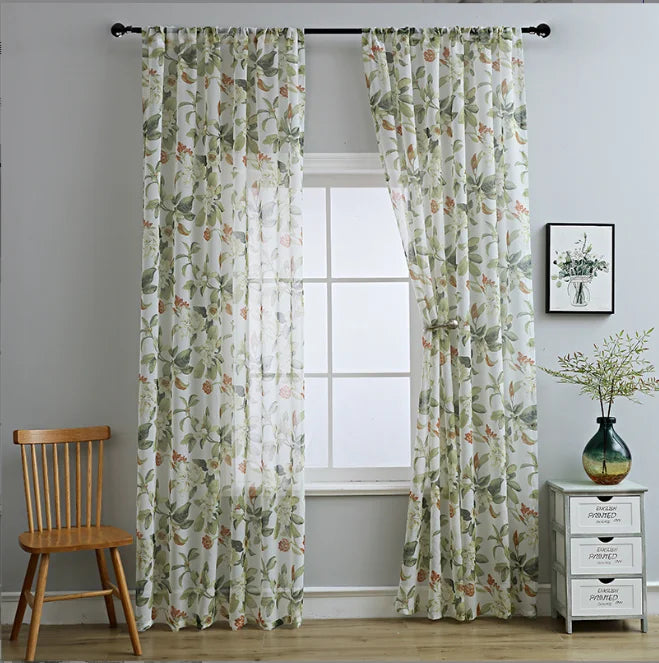 XinLan Wholesales Floral Pattern Embroidery Tulle Curtain Home Living Room Bedroom Hotel Window Curtain