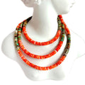 Natural turquoise spiny oyster Beaded Necklace For Men & Women 20Inch three strand Necklace