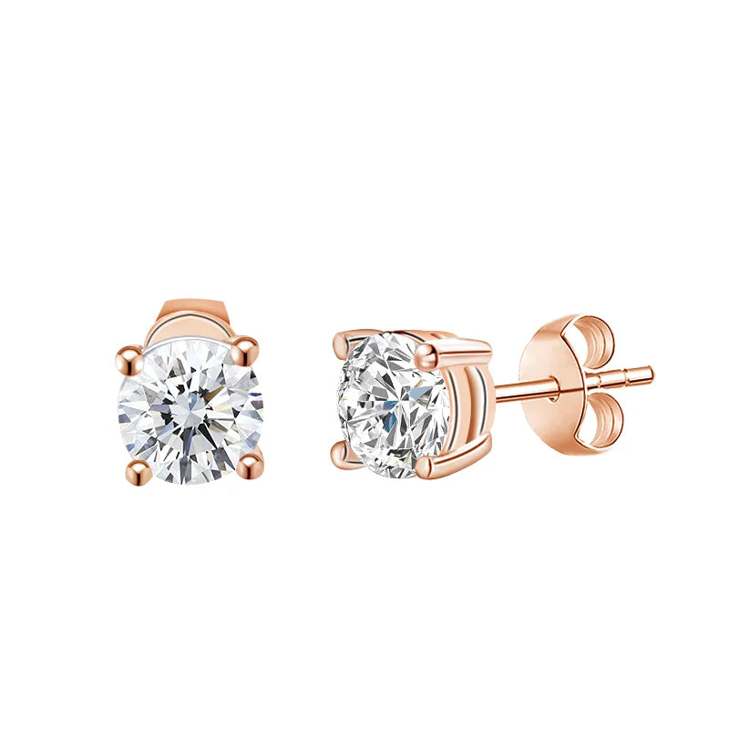 Starsgem Custom 14k 10k Gold  Earrings Round Shape H&A One Carat Moissanite Studs Earrings