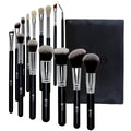 HMU Professional 15pcs/set Premium Synthetic Kabuki Cruelty Free Wholesale Black 15 Pcs Cosmetic Brushes Makeup Private Label