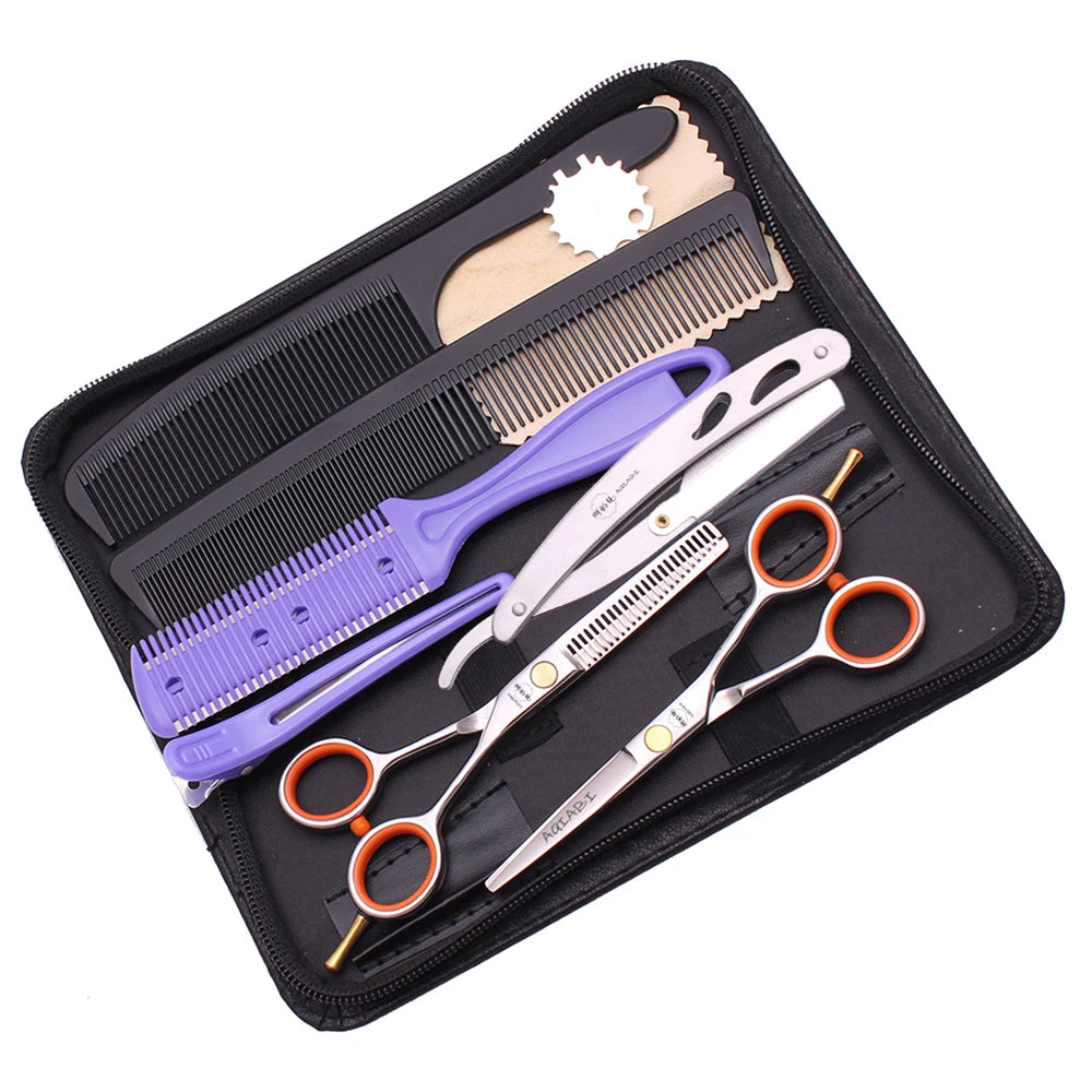 AQIABI Stainless Hair Cutting Scissors Thinning Razor 4.5'' 5'' 5.5'' Sharp Blade Tip for Hairdresser Barber Shop Model A1017