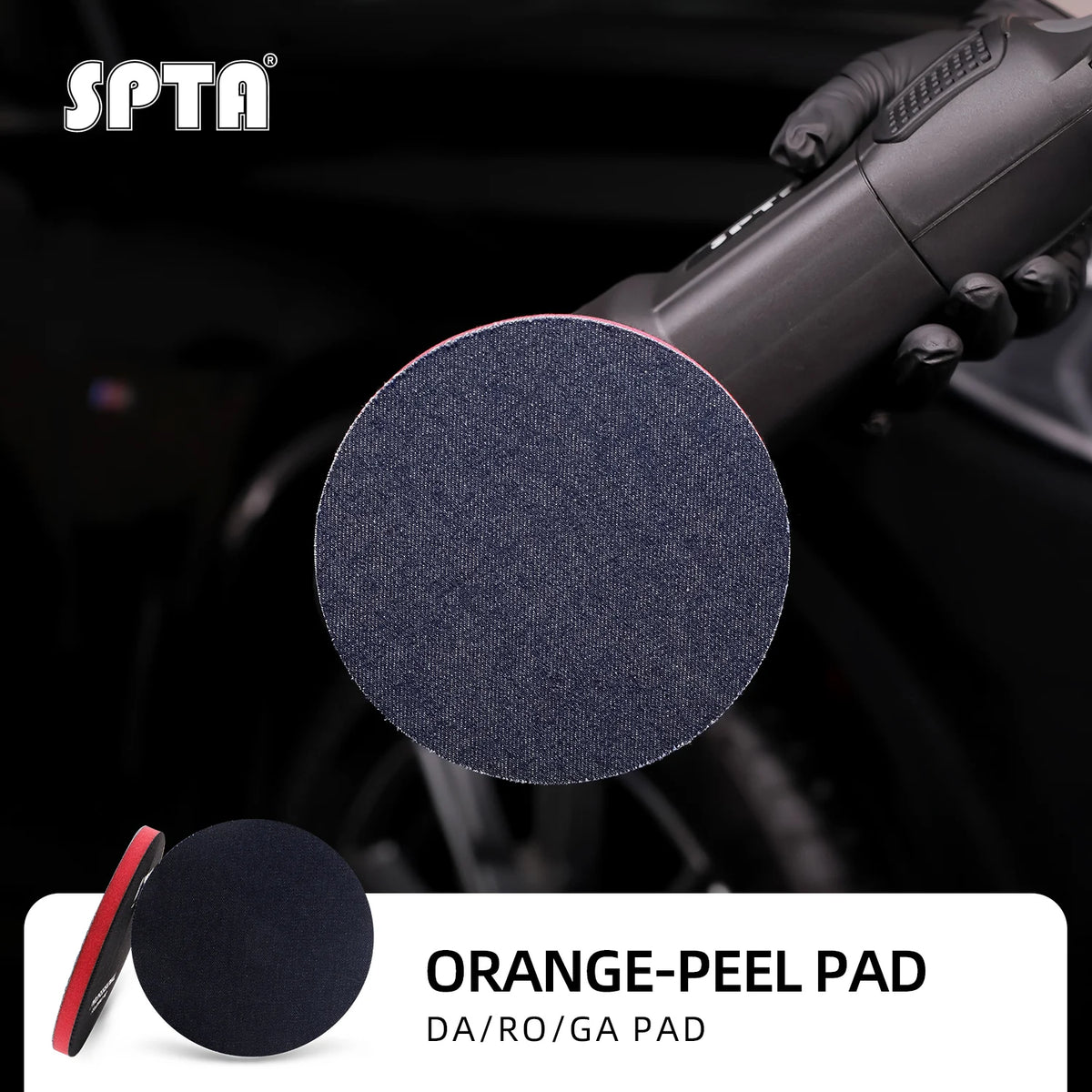 SPTA 3 Inch Orange Peel Remover Denim Polishing Pad 1000 Grit Heavy Cutting Pad Hook & Loop Backing for Rotary & DA Polishers