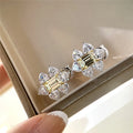 Aimgal Fine Jewelry S925 Sterling Silver 18K Gold-Plated 2.5ct Diamond Stud Earrings Emerald Cut 8A Leb High Carbon Diamond Gift