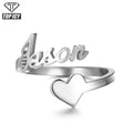 Top Icy Hip Hop Jewelry Custom Heart Shape Name Ring Stainless Steel Personalized Name Gift DIY Ring for Women