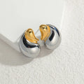 YF6078 Stainless Steel 18k Gold Plated Personalized Double Droplet Shaped Two Stone Waterproof Earrings Women Gft