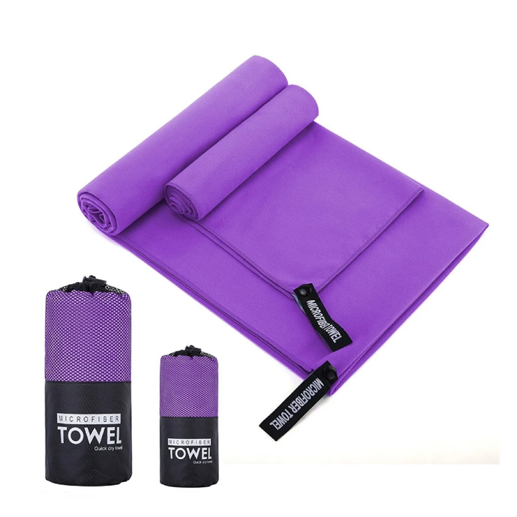 Factory in Stock Super Soft Absorbent Quick Drying Purple Suede Microfiber Sports Towel With Elastic Band
