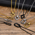 High Quality Polished 316 Stainless Steel Geometry Square Oval Diamond Shaped Pendant Necklace for Men PN-1846