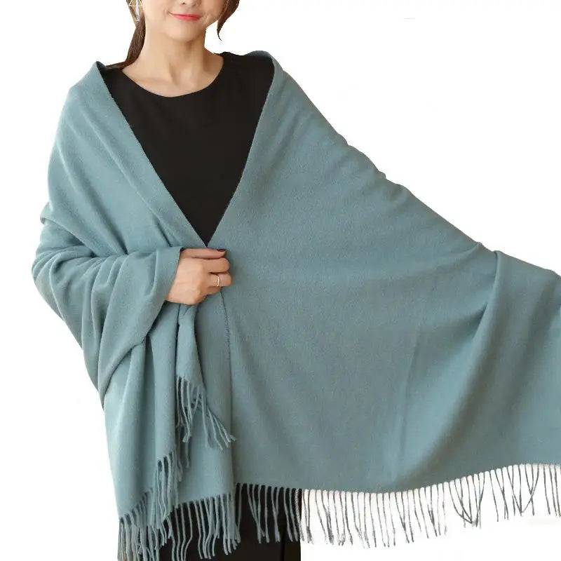 Women's Cashmere Thickened Warm Super Tassel Long Scarves