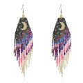Women's Summer Fashion Bohemian Statement Jewelry Handmade Western Style Dangling Earrings Unique Long Design