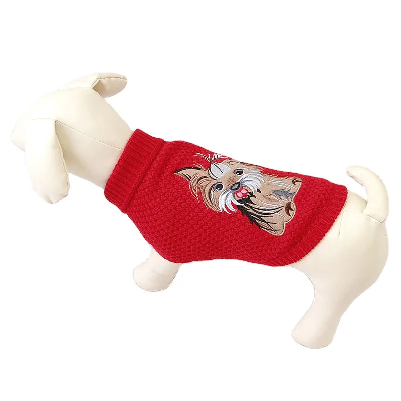 Mimixiong Factory Direct Cheap Pet Clothes Cute Embroidery Cartoon Dog Pattern Pet Knitted Dog Clothes