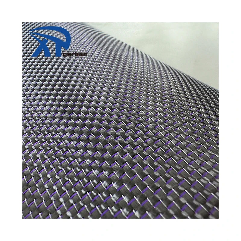 3k Silver Purple Plain  Custom Size  High Grade Carbon Fiber Fabric 240gsm  Price  Hexagonal
