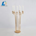 New Product Decoration Frame Gold Candle Holder Metal Glass Wedding Candelabra Centerpiece
