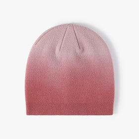 Dye Gradient Color Core Yarn Knit Beanie Hat Rib Knit Dip-dye Dashmere Hat Women Hats