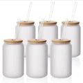 DIY Sublimation Glass 16oz Ice Coffee Glass With Bamboo Lid and Straw Water Cup Cocktail Glasses for Outing Travel Cup