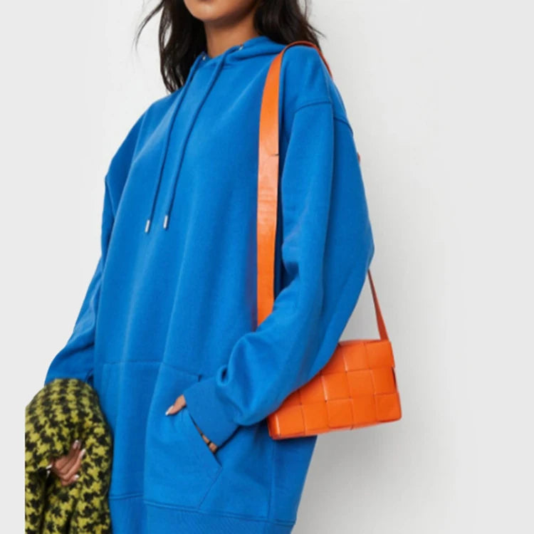 K210599 Custom Logo Women Oversized Hoodie Dress Autumn Winter Long Hoodie Sweatshirt Warm Athletic Outfit Sportswear Top