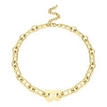 Fashion 14K Gold Plated Stainless Steel Jewelry Big Letter B Chain HipHop Punk Necklace P203153