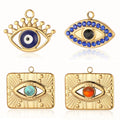 Beimai OEM Charms For Jewelry Making French Vintage Oil Eyes Waterproof Stainless Steel Palm DIY Jewelry Accessories