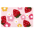Custom Strawberry Printed Microfiber Cushioned Non-Slip Floor Mat Cute Bedroom/Living Room Mat for Young Girls and Hotel Use