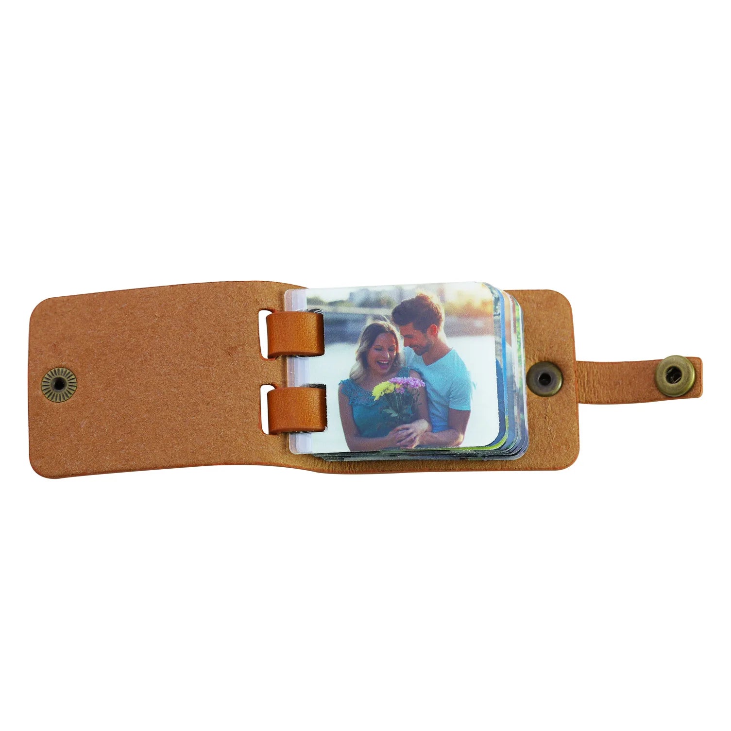Personalized Custom Creative Valentine'S Day Romantic Gift Mini Keychain Photo Album Leather Keychain Wallet Design Key Chain