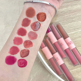 Double Head Lip Gloss Same Color Matte and Glossy Velvet Sexy Red Liquid Lipstick Lip Tint Lasting Lip Glaze Makeup