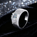 Classic S925 Sterling Silver 1CT 2CT Men Moissanite Unisex Couple Men Ring Simple Engagement Anniversary Wedding Diamond Ring MegaBDM