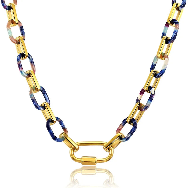 Women's Necklace Pendant Long Thick Link Vintage Thick Choker Chain Fashion Lock Pendant Necklace for Lovers