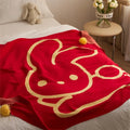 New 100% Cotton Super Soft Red Cute Rabbit Knitted Throw Blanket  for Home Using  HXT