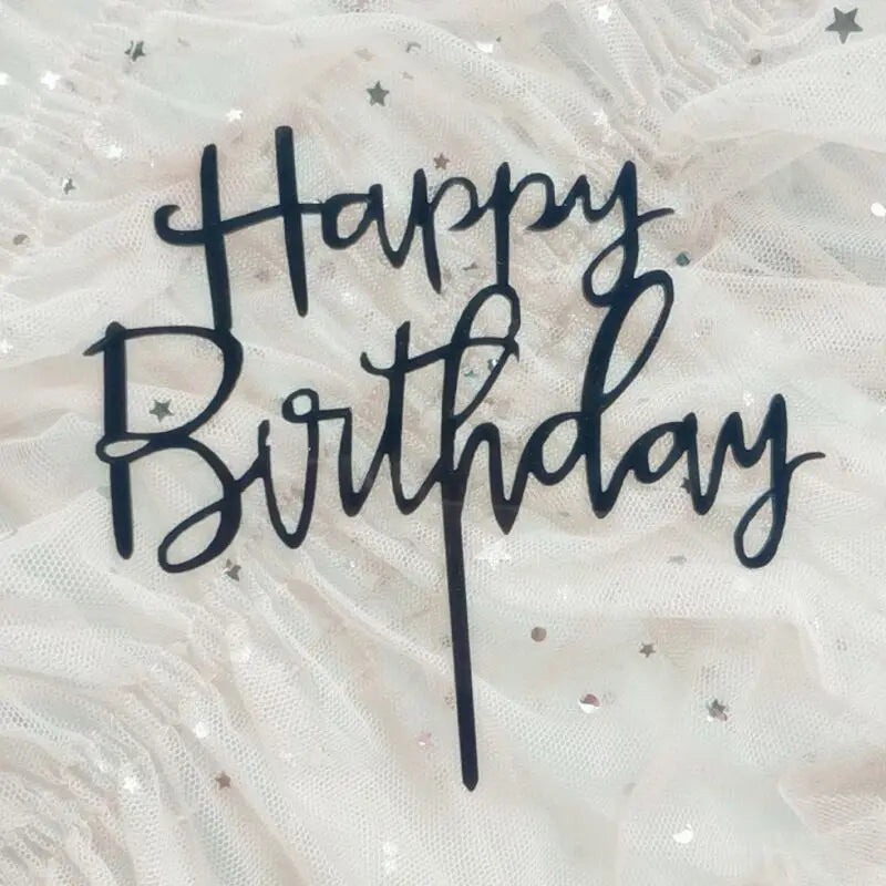 Gold Black Cake Insert Card Happy Birthday Cake Topper for Party Wedding Decoration