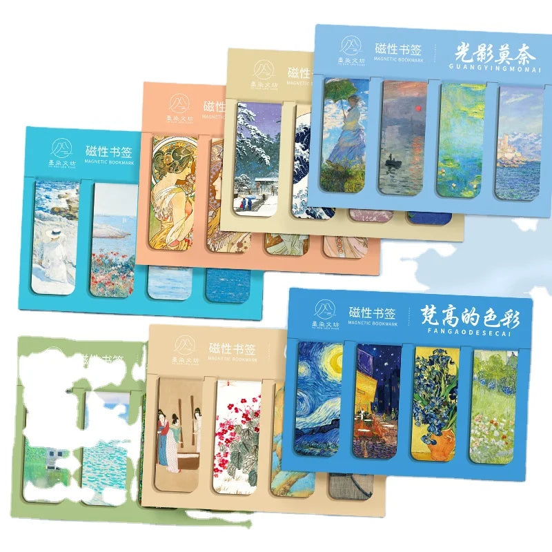 Creative  School Student Artwork Series Magnetic Bookmarks Set Stationery Supplies 4 Pieces/lot Personalized Customize