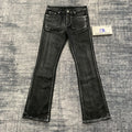 DENIMGUYS Custom Men's Vintage Silver Foil Waxing Flare Jeans Retro with Back Pocket Eyelet Strings Decoration
