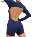 PASUXI 2026 Hot Sale Custom Women's Sports Bodysuit & Jumpsuit Long Sleeve Short Bodycon With Hollow Out One Piece for Girls