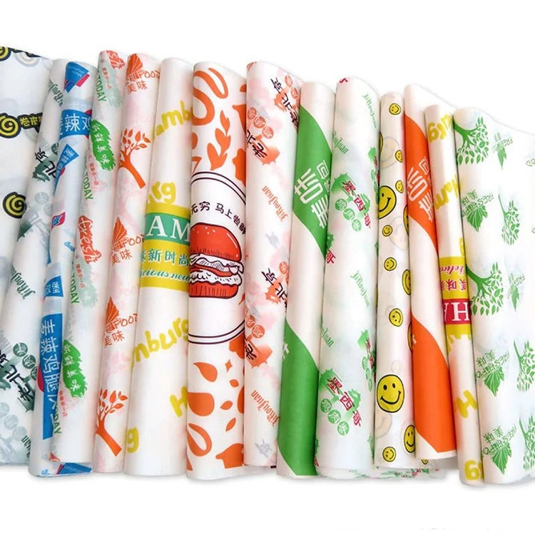 Factory Price Custom Printing logo Biodegradable Waterproof Food Grade Tissue Food Wrapping Paper for Burger